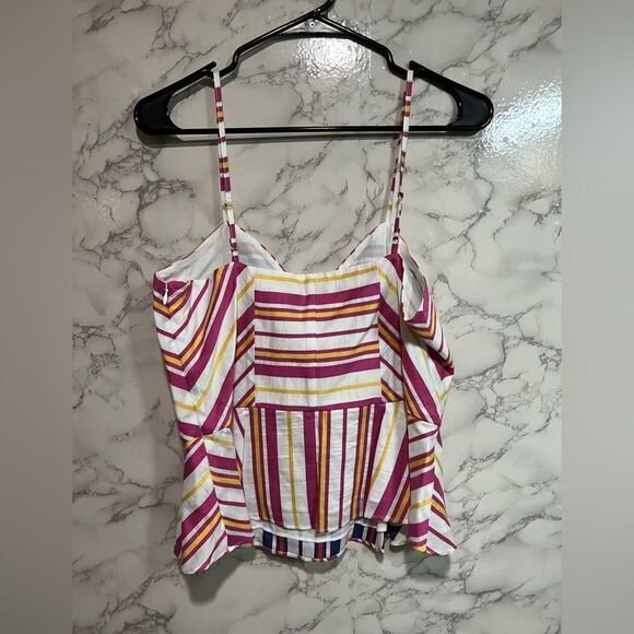 NWT Parker Striped Bow Front Peplum Top In Poolside Stripe - Picture 7 of 8
